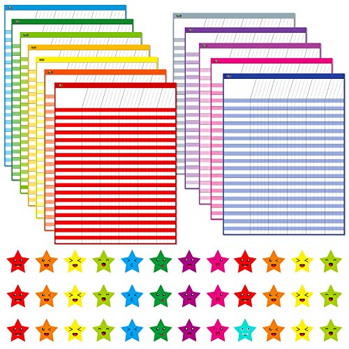 SpriteGru 12 Pack Multi-Color Dry Erase Incentive Chart/Chore/Responsibility/School Attendance/Homework Progress Tracking Chart with 2112 Reward Star Stickers, (17" x 22.5") - Image 4