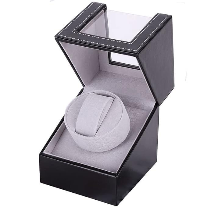 BeQuest: Quest For More Watch Winder Automatic Single Analog Watch Winder in Black Carbon Fiber Leather with Japanese Mabuchi Quiet Motor,Ac Adapter Or Battery Powered (Black) - Image 5
