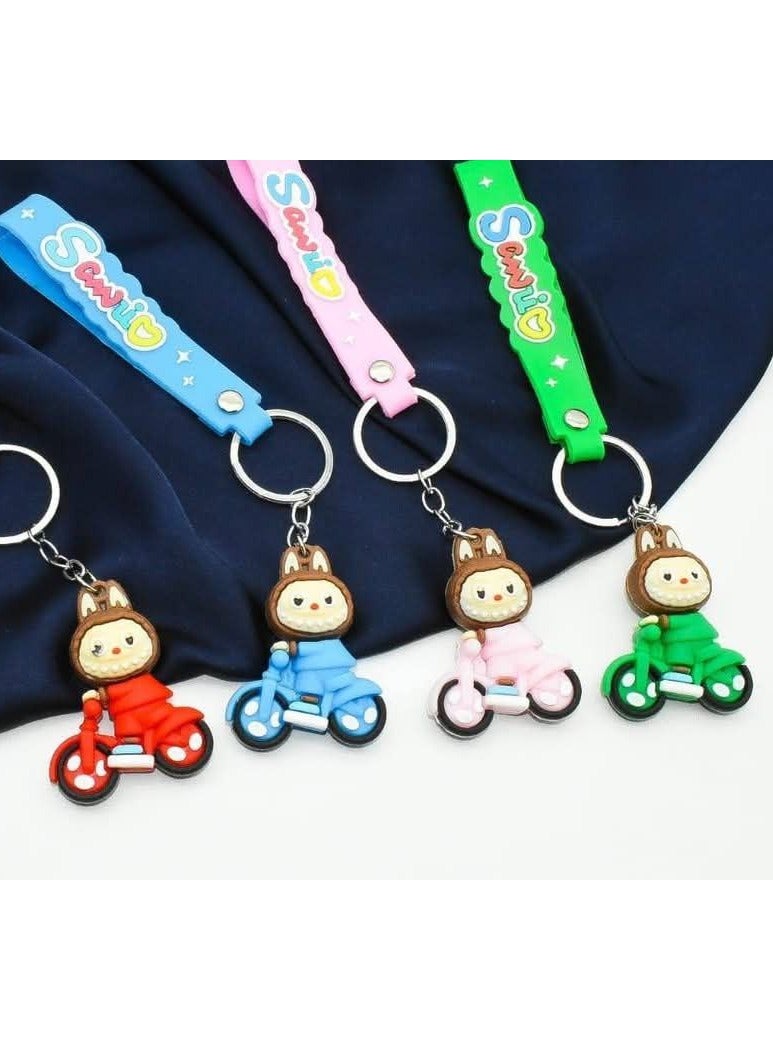 Labubu Cute Ride a bicycle Series Keychain Car Backpack Doll Gift Keychain