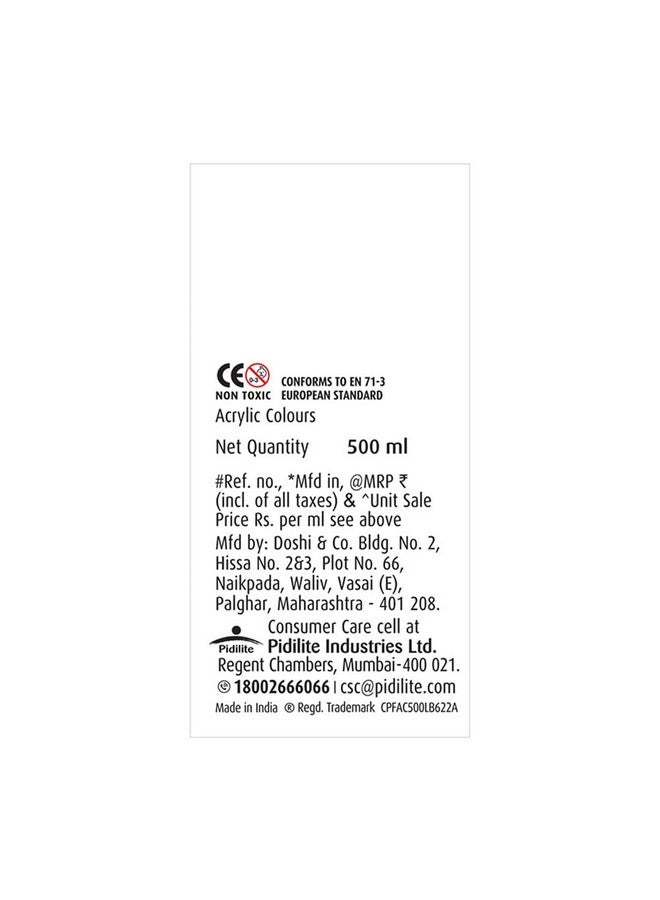 Fevicryl Acrylic Colour Prussian Blue, 500ml, Art &Craft Paint, DIY Paint, Rich Pigment, Non-Craking Paint for Canvas, Wood, Leather, Earthenware, Metal | Ideal for school projects, hobbyists, artists - Image 2