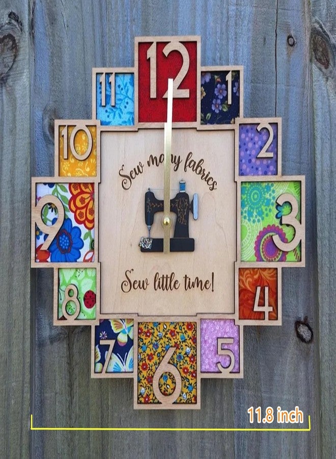 Gootd Gift Idea for Mom - Mom‘s Sewing Room Clock, Vintage Wooden Clock for Wall 11.8inch Craft Decorations for Sewing Rooms Birthday Home Decor (Square) - Image 3