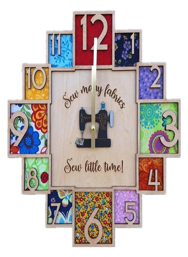 Gootd Gift Idea for Mom - Mom‘s Sewing Room Clock, Vintage Wooden Clock for Wall 11.8inch Craft Decorations for Sewing Rooms Birthday Home Decor (Square) - Image 1