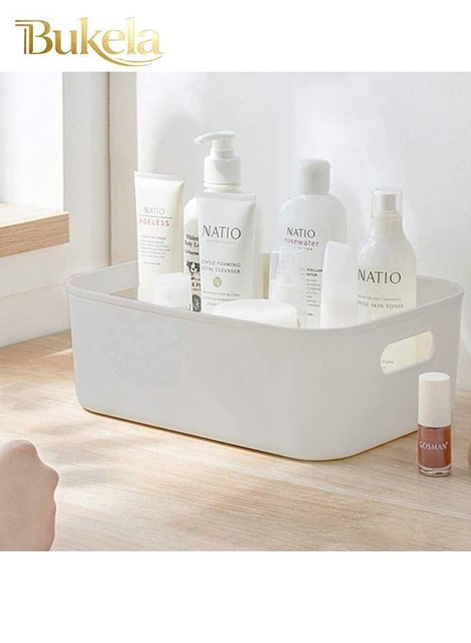 Bukela Storage Box Storage Bin Toy Baskets Food Storage Containers for Organizing Storage Basket Organizer with Handles for Kitchen Home Office Closet Nursery WHITE * 4 PCS/SET - Image 2