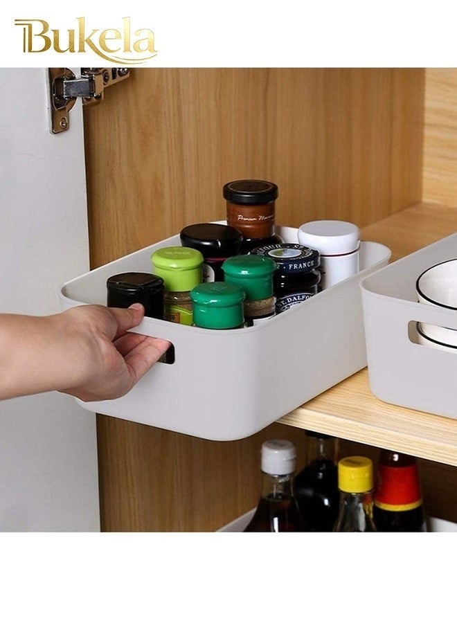 Bukela Storage Box Storage Bin Toy Baskets Food Storage Containers for Organizing Storage Basket Organizer with Handles for Kitchen Home Office Closet Nursery WHITE * 4 PCS/SET - Image 4