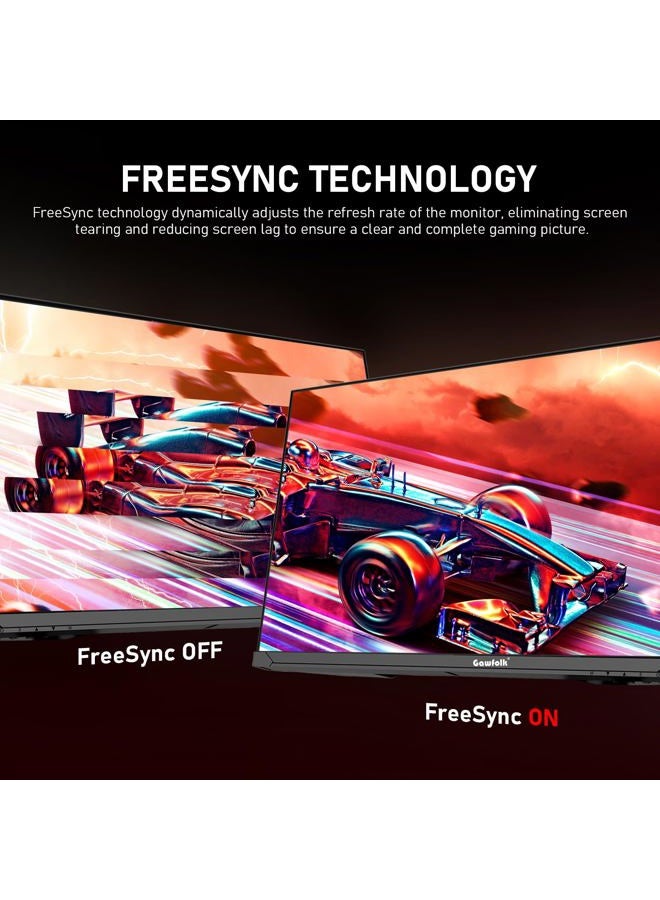 Gawfolk شاشة كمبيوتر 27 بوصة 2K QHD (2560×1440)، شاشة ألعاب 180Hz، 1ms بدون حواف، FreeSync، 100% sRGB، زاوية عرض واسعة 178°، HDMI2.0، DisplayPort، متوافقة مع تركيب الحائط 75 * 75MM - أسود - Image 4