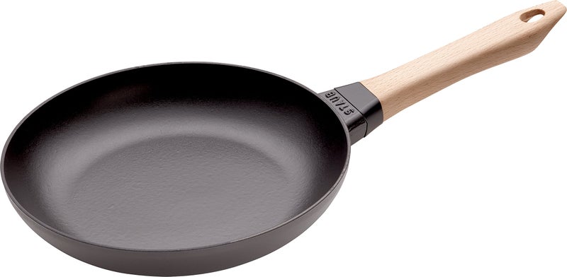STAUB 1005022 Cast Iron Pan with Wooden Handle Suitable for Induction 24 cm Black