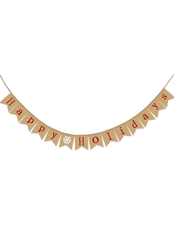 Partyprops Happy Holidays Banner Burlap | Christmas Banner Burlap | Christmas Decorations| Holiday Decorations| Perfect for Home Yard Indoor Outdoor Mantel Fireplace Hanging Decor - Image 1