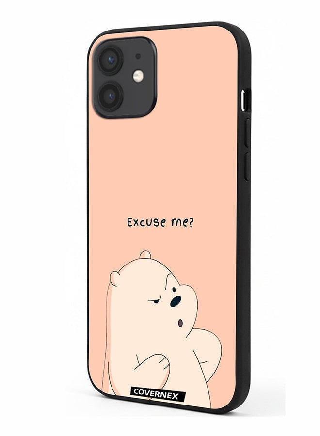 Covernex Apple iPhone 12 Protective Case Cover Printed Featuring Ice Bear Illustration Excuse Me - Image 1