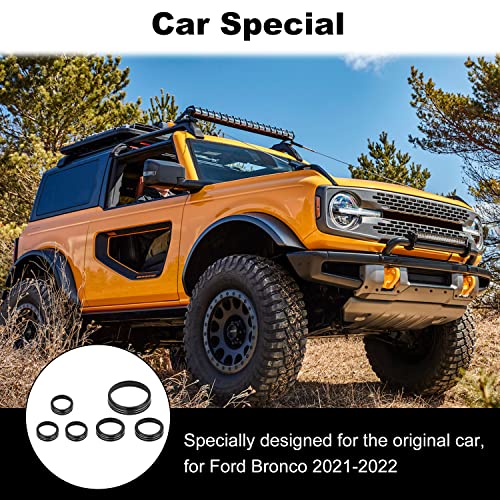 JWWY Air Conditioner Headlight Switch Knob 4WD Wheel Drive Trailer Gear Switch Knob Cover for 2021-2026+ Ford Bronco Accessories Aluminum Alloy 6PCS Black（Don't fit Bronco Sport） - Image 5