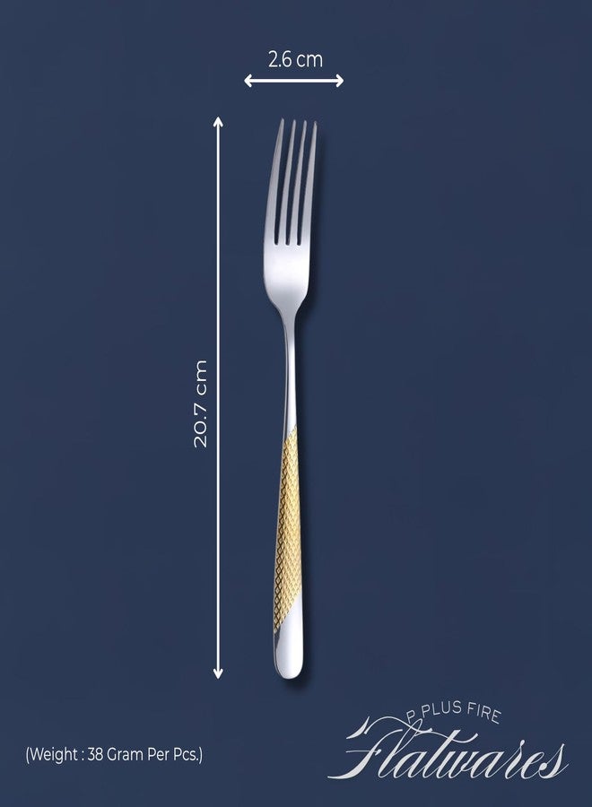P Plus Fire Large Dinner Forks Set, Polished 18/10 Stainless Steel Flatware with Comfortable Grip & Rust-Free Finish, Great for Home, Buffet or Restaurant Use (Big Fork, Silver, Pack of 6) - Image 2