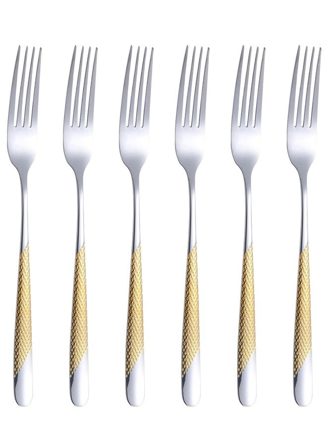 P Plus Fire Large Dinner Forks Set, Polished 18/10 Stainless Steel Flatware with Comfortable Grip & Rust-Free Finish, Great for Home, Buffet or Restaurant Use (Big Fork, Silver, Pack of 6) - Image 1