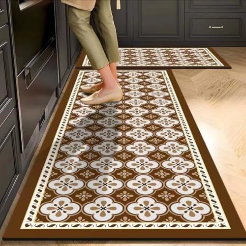 proxin 2 Non-Slip Rubber Kitchen Floor Mats – Soft and Absorbent Rugs for Kitchen, Laundry, Hallway – Sizes 118×38 cm & 38×58 cm (Colour 4) - Image 1