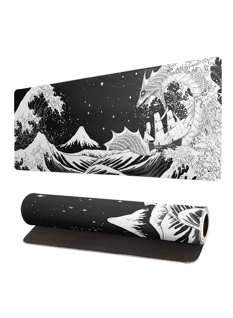 SYOSI Extended Gaming Mouse Pad, 31.5x11.8 Inch Large Mouse Mat Desk Pad, Long Computer Keyboard Mouse Mat Mousepad with 3mm Non-Slip Base and Stitched Edge for Work, Game, Office, Home - Image 1