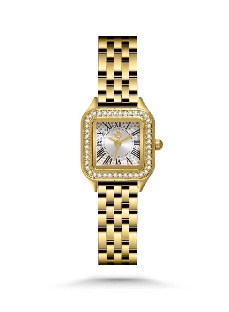 Louis Stone Women's watch with a waterproof steel strap, modern and high quality - gold bracelet with a white dial