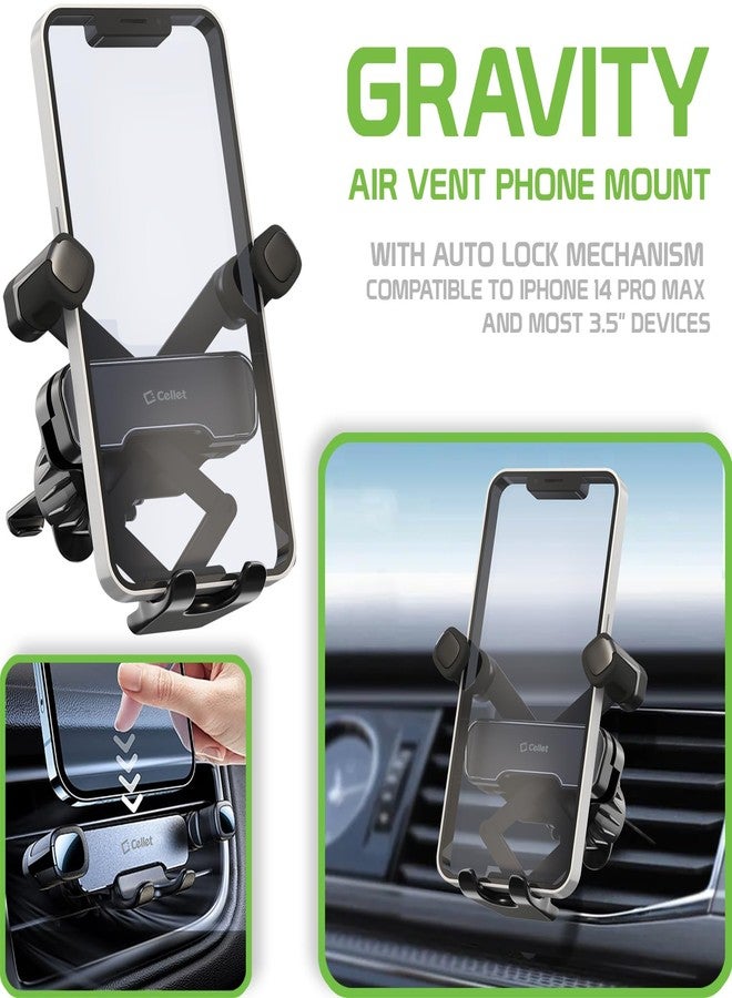 Cellet Car Phone Holder Mount, Gravity Car Phone Mount with Newest Air Vent Clip Auto Lock Hands Free Cell Phone Holder Mount for Car Compatible for iPhone 14 Pro Max Plus 13 12, Galaxy, Google Pixel - Image 2