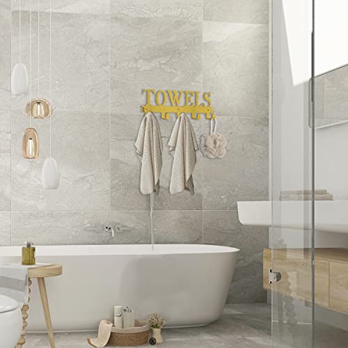 Kuhome Over The Door Hooks, Towel Holder for Bathroom, Door Mount Towel Rack Towel Hooks for Bedroom Kitchen Pool Beach Towels Bathrobe Wall Mount Hang On The Door Cabinet Cupboard Metal Sandblasted (Gold) - Image 4