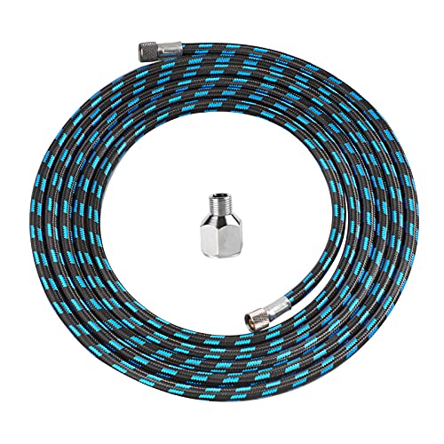 SAGUD Airbrush Hose 10 Foot Nylon Braided Air Hose with 18 Size On Both End and Adapter 18 male 14 female for Most Airbrush Paint Kit