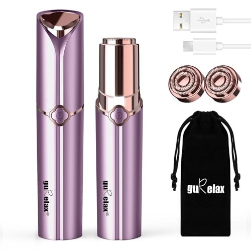 gurelax Facial Hair Removal for Women Painless Facial Hair Remover Hair Removal Device for Lips Chin Peach Fuzz As Seen on TV Rechargeable with 2 Replacement Heads LED Light - Image 1