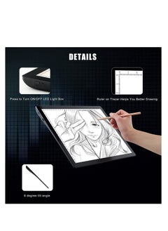 SYOSI A4 Wireless Battery Powered Light Pad, Portable Cordless Copy Board, LED Light Board Tracing Light Box Dimmable Brightness Rechargeable Copy Board for Artist Drawing Sketching X-ray Viewing  - Image 4