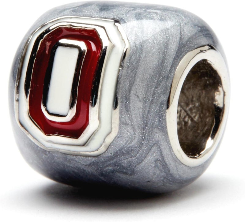 Stone Armory Charm for Buckeyes – Ohio State University Bead Features Gray with Block O – Stainless Steel Compatible with Pandora Bracelets – OSU Jewelry - Gift for Fans & Alumni - Image 1
