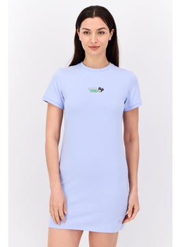 Women Sportswear Fit Short Sleeve Outdoor Mini Dress, Lavender