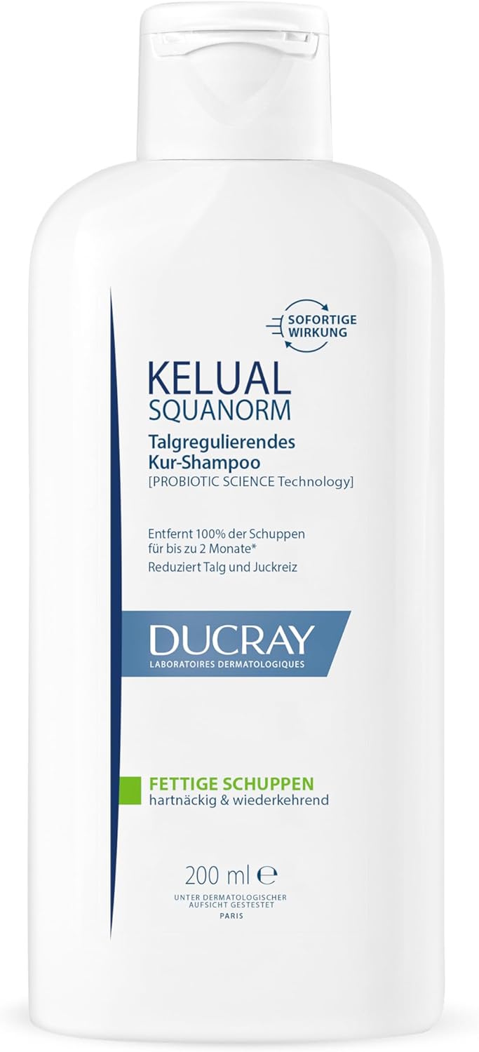 Ducray KELUAL SQUANORM AntiDandruff Treatment Shampoo Sebum Regulating Hair Care for Oily Dandruff and Itchy Scalp Clinically Tested 200 ml