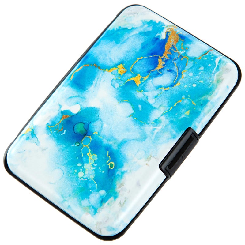 Kaabao RFID Blocking Small Metal Credit Card Holder Wallet for Women Men Business Aluminum Protector Sleeves Slim Mini Cards Case (Alcohol Ink Fluid Painting) - Image 1