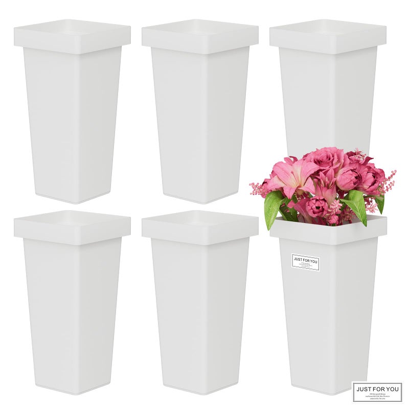NEYCIL Flower Buckets, 6-Pack Plastic Flower Vases with Stickers for DIY Flower Bar, Floral Buckets for Cut Flower Farmhouse Vases for Decor Wedding Table Centerpiece, H: 13.39 inch - Image 1