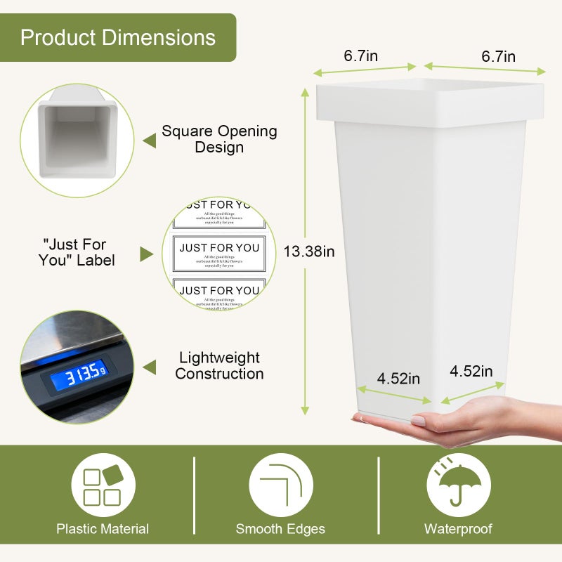 NEYCIL Flower Buckets, 6-Pack Plastic Flower Vases with Stickers for DIY Flower Bar, Floral Buckets for Cut Flower Farmhouse Vases for Decor Wedding Table Centerpiece, H: 13.39 inch - Image 3