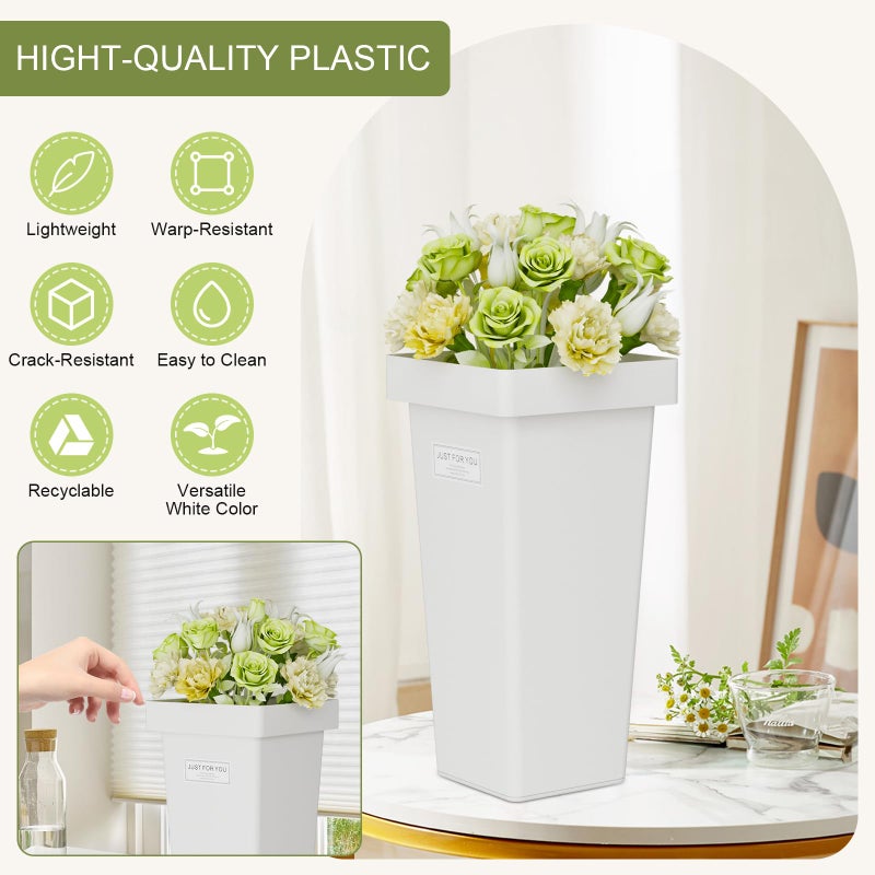 NEYCIL Flower Buckets, 6-Pack Plastic Flower Vases with Stickers for DIY Flower Bar, Floral Buckets for Cut Flower Farmhouse Vases for Decor Wedding Table Centerpiece, H: 13.39 inch - Image 2