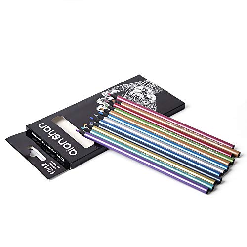 qianshan Metallic Colored Pencils 12 Colors - Non-toxic Black Wood Colored Pencils Pre-sharpened Wooden Sketching Pencils Set for Adults Coloring Book, Art Drawing, Black Paper, No Duplicates - Image 2
