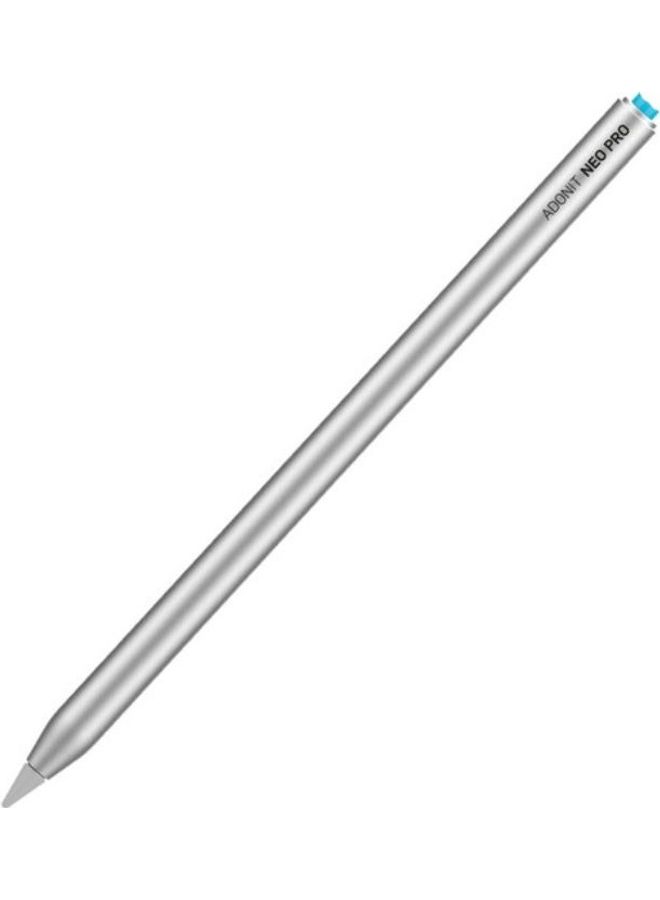 ADONIT Neo Pro Apple iPad Native Palm Rejection Stylus - Charges on the iPad via Magnetic Attachment - Silver Silver - Image 1