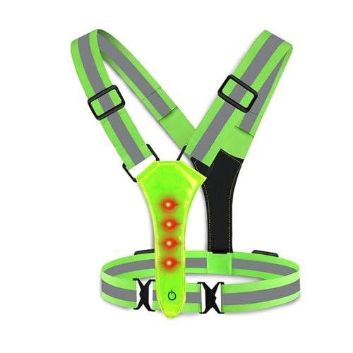 Robustt High visibility LED Reflective Safety jacket - Green (Pack of 1) | 360� Visibility | 3 LED Light Modes | Adjustable Fit | Rechargeable Reflector Vest for Night Running, Walking, and Biking - Image 1