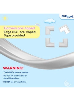 Bumtum BUMTUM Baby Safety Strip Furniture Edge Guard Cushion Cover Infant & Kids Taped Corner Protectors Extra Long 16.4 ft Edge and 8 Pre-Taped Corner Protectors| White Pack of 1  - Image 3