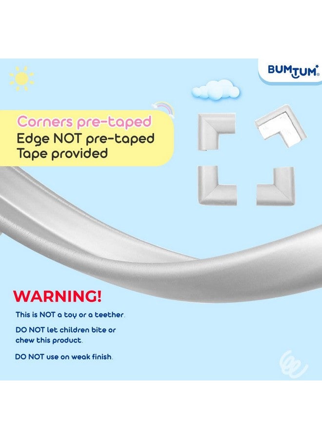 BUMTUM Baby Safety Strip Furniture Edge Guard Cushion Cover Infant & Kids Taped Corner Protectors Extra Long 16.4 ft Edge and 8 Pre-Taped Corner Protectors| White Pack of 1