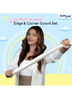 Bumtum BUMTUM Baby Safety Strip Furniture Edge Guard Cushion Cover Infant & Kids Taped Corner Protectors Extra Long 16.4 ft Edge and 8 Pre-Taped Corner Protectors| White Pack of 1  - Image 2