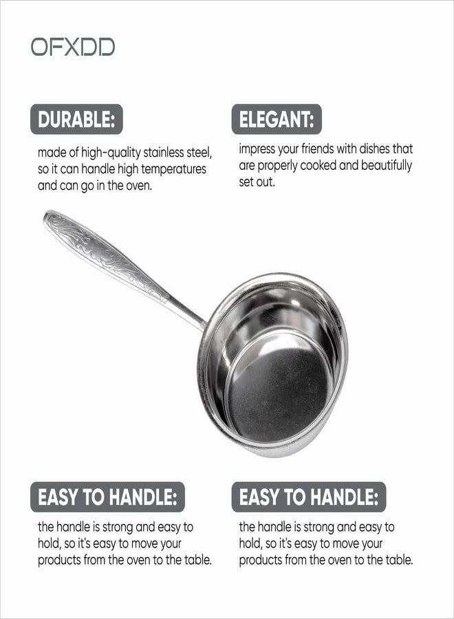 OFXDD Cocotte Stainless Steel 3.54 Inch - 4 Pcs Mini Cocotte with Handle - Ramekin for Baking Julienne, Oven Safe, 4.22 Oz, OFXDD - Image 4