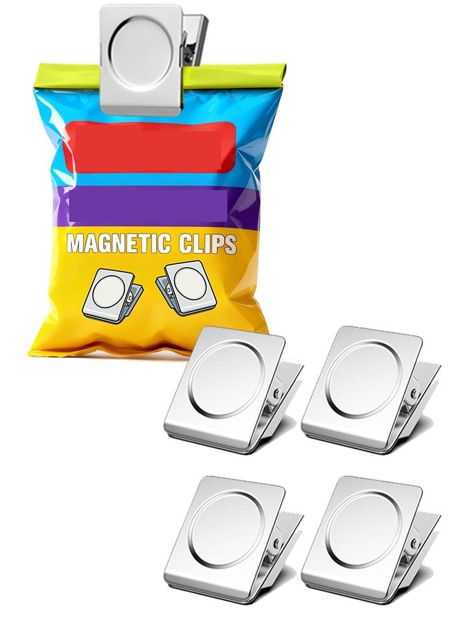 4 Pcs 45mm Large Magnetic Clips Heavy Duty for Notes, Strong Fridge Refrigerator Magnets Chip Clip for Organization,Whiteboard, Classroom, Cruise, Office - Image 1