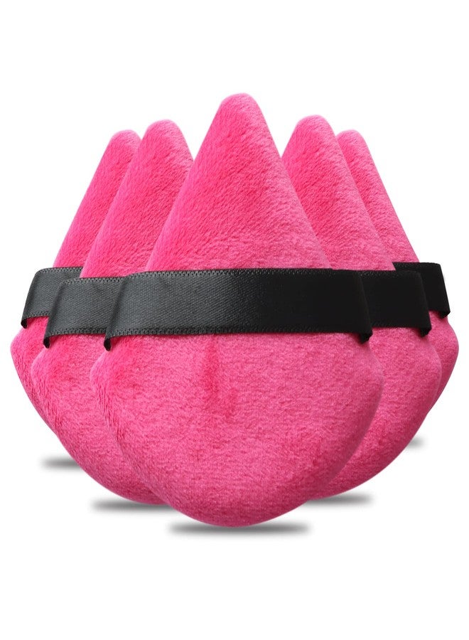 Daubigny Powder Puff Daubigny 6 PCS Powder Puffs Makeup Puff Face Soft Triangle Powder Puff for Loose Powder Mineral Powder Body Velour Cosmetic Foundation Sponges Blender Beauty Makeup Tools(Rose Red Black) - Image 1