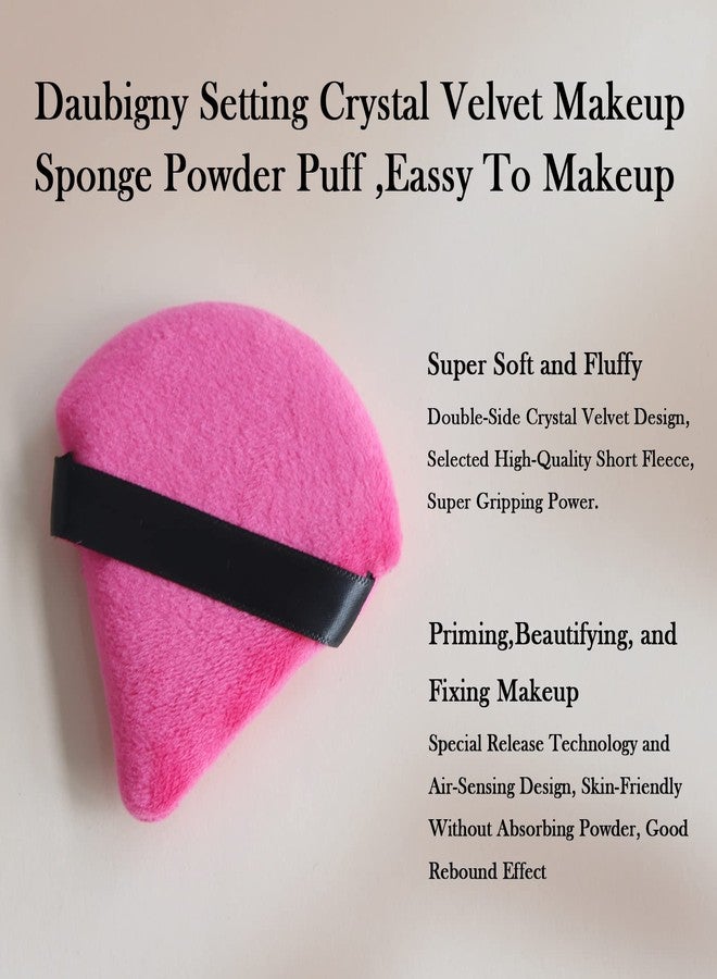 Daubigny Powder Puff Daubigny 6 PCS Powder Puffs Makeup Puff Face Soft Triangle Powder Puff for Loose Powder Mineral Powder Body Velour Cosmetic Foundation Sponges Blender Beauty Makeup Tools(Rose Red Black) - Image 3