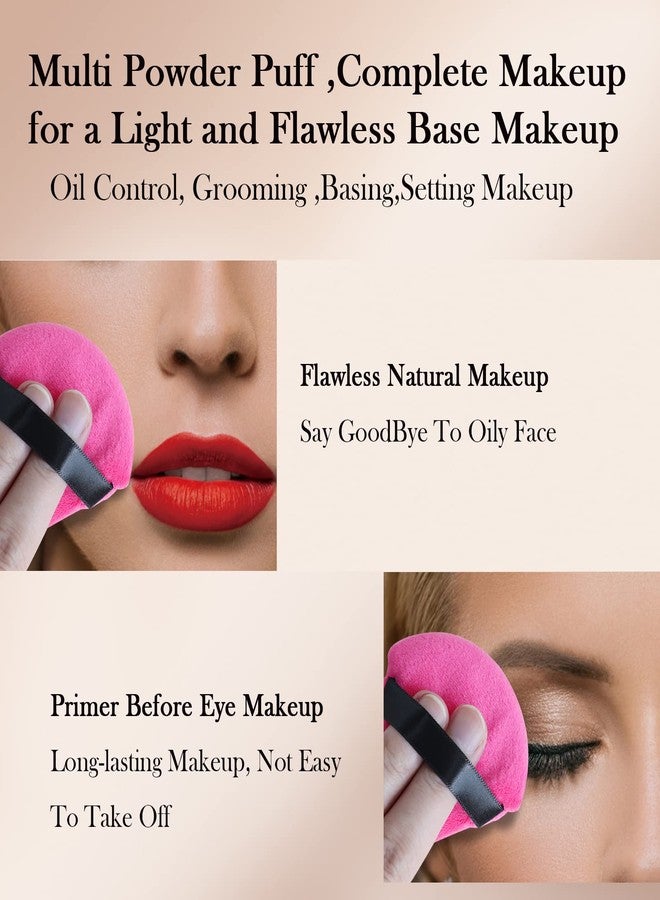 Daubigny Powder Puff Daubigny 6 PCS Powder Puffs Makeup Puff Face Soft Triangle Powder Puff for Loose Powder Mineral Powder Body Velour Cosmetic Foundation Sponges Blender Beauty Makeup Tools(Rose Red Black) - Image 5