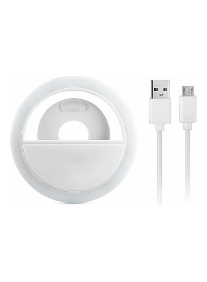 حلقة إضاءة LED محمولة لالتقاط صور السيلفي أبيض