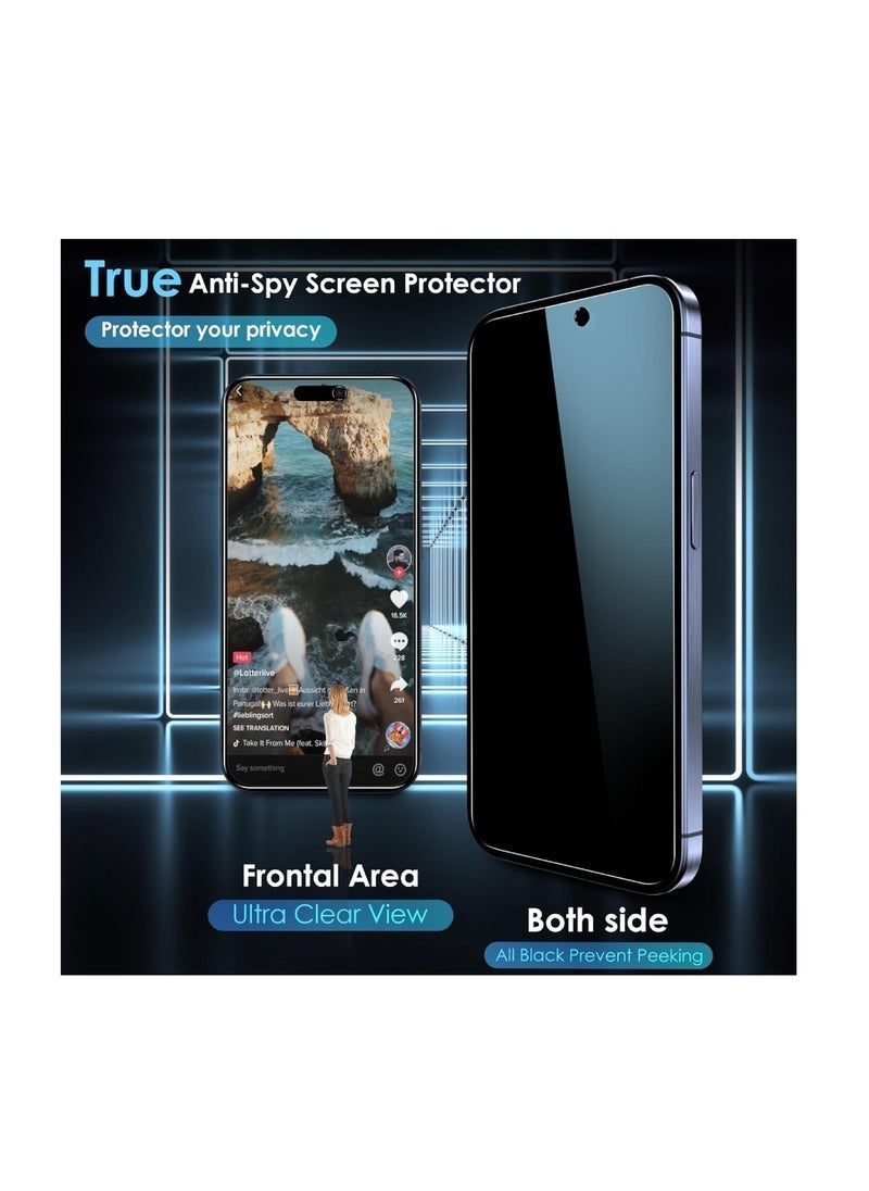 TIGER iPhone Tempered Glass 3 Pack Privacy Screen Protector Set For iPhone 15 Plus 6.7 Inch Anti-Spy Tempered-Glass, Scratch Resistant iPhone Glass Full-Coverage Glass (Privacy, iPhone 15 Plus) - Image 3