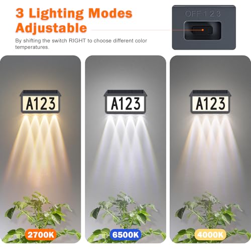 Brightever Solar Address Signs, House Number for Outside Waterproof, 3-Color LED Illuminated Address Plaques with Stake, Wall Mounted Solar Powered Light Up Address Numbers for Houses, 1-Pack, Grey - Image 4