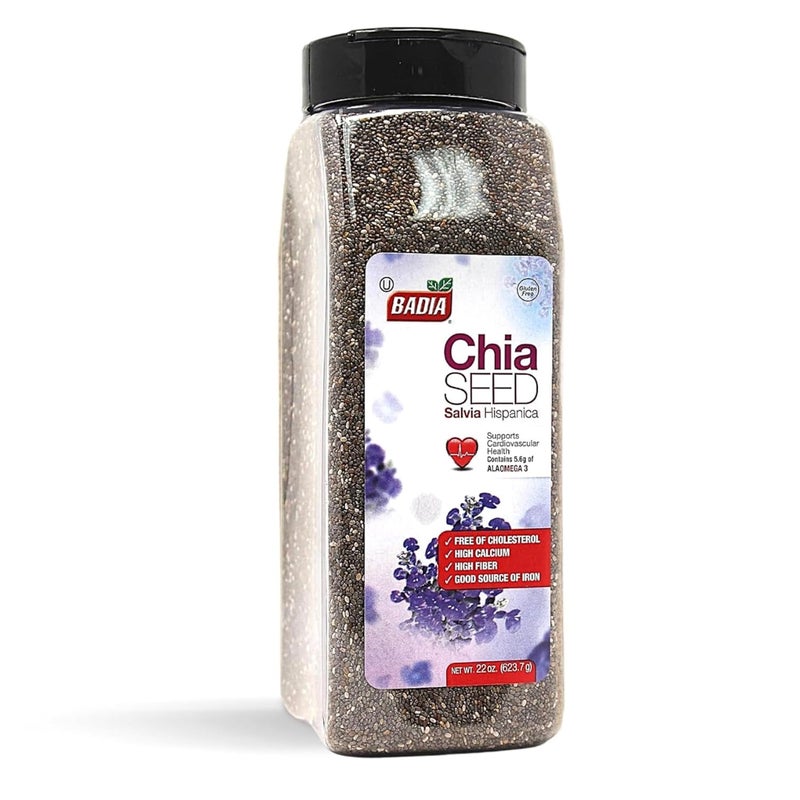 BADIA Chia Seed, 22 oz – High Fiber, Omega-3, Protein, Energy Boost - Smoothies, Yogurt, Baking, Oatmeal - Image 1