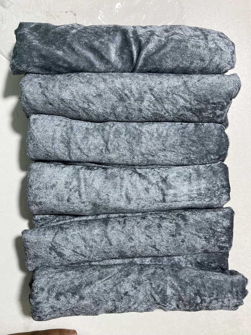 Velvet Chair Cover 6 Piece Luxury Thick Seat Charcoal L - Image 1