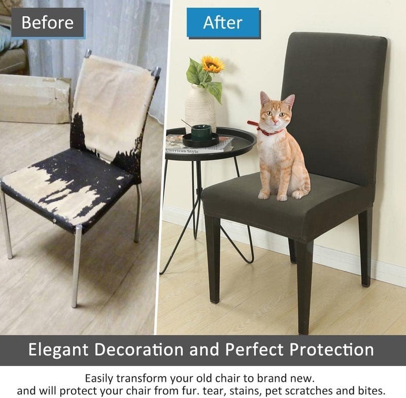 Velvet Chair Cover 6 Piece Luxury Thick Seat Charcoal L - Image 3