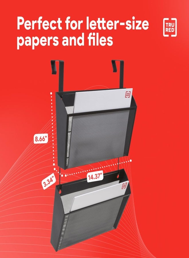 TRU RED Staples TRU RED Mesh Letter Wall File, 1 - Pocket Hanging Organizer, Black, 2-Pack - Wall - Mounted Office, Door and Cubicle File Holder - Image 3