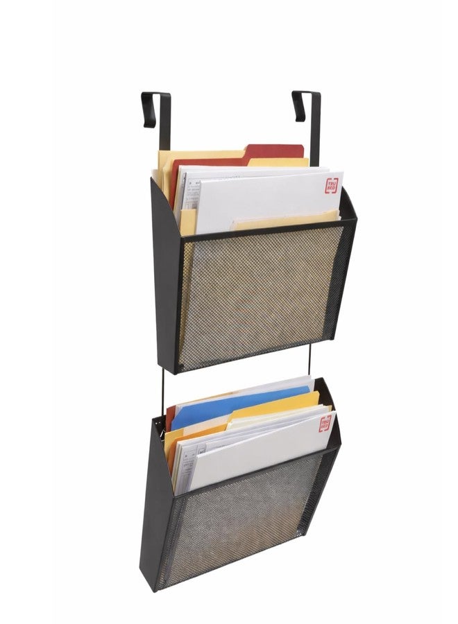 TRU RED Staples TRU RED Mesh Letter Wall File, 1 - Pocket Hanging Organizer, Black, 2-Pack - Wall - Mounted Office, Door and Cubicle File Holder - Image 1