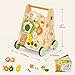 Giant bean Wooden Baby Walker with Activity Center Forest Themed Montessori Push Toy for Toddlers 13 Bead Maze Shape Sorter Gears Puzzles FineMotor Learning Speed Adjustable Wood Walker for First Steps - Image 4